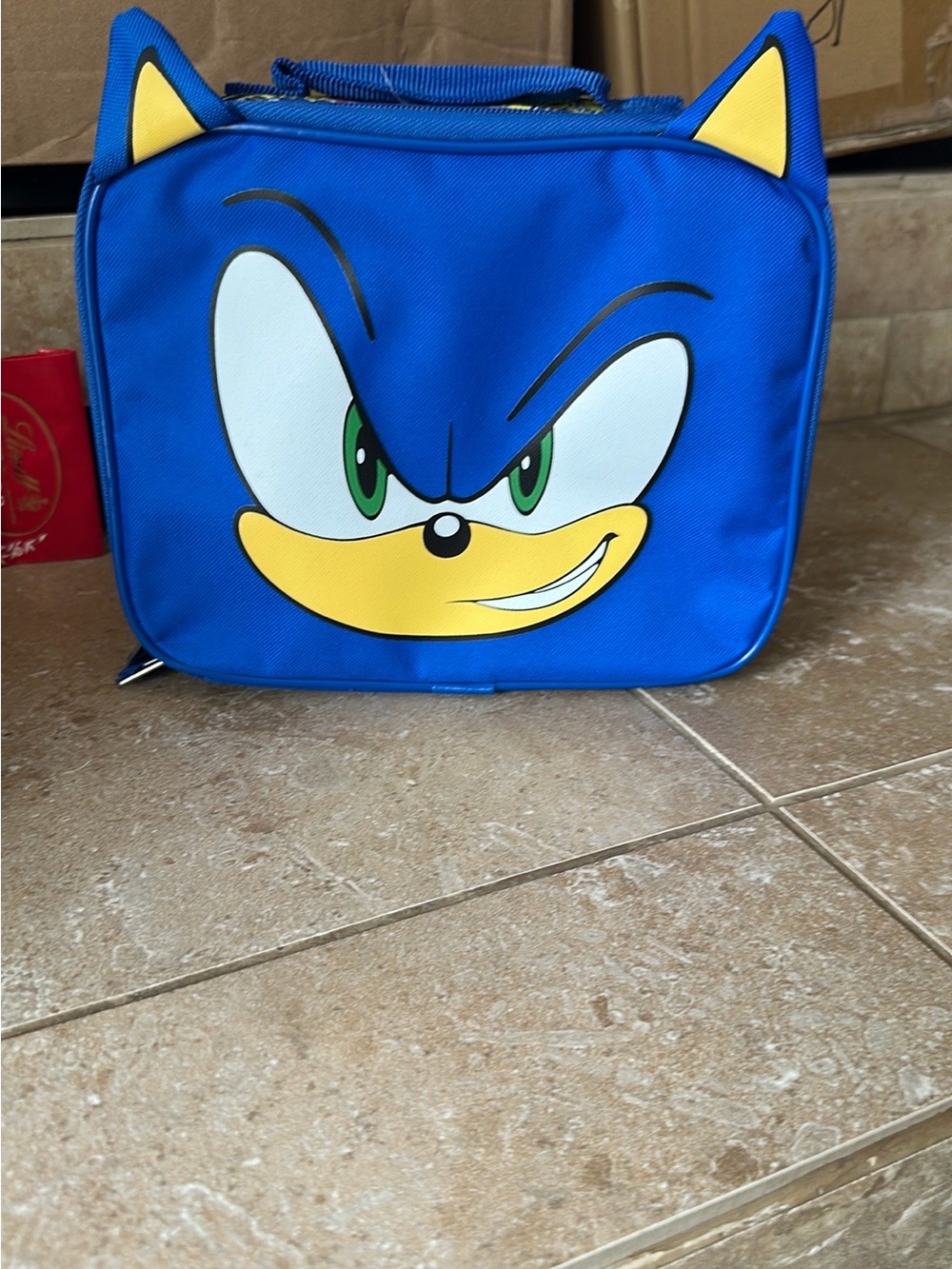 Blue Character Kids Lunch Bag with Yellow Accents